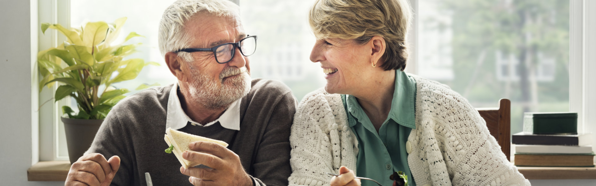 people eating and smiling